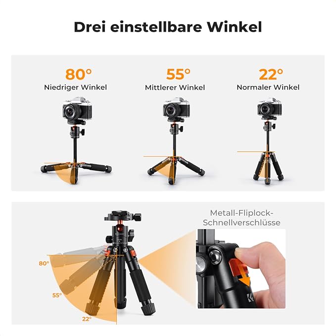 K&F CONCEPT Mini Desk Tripod, 21.6'' Compact Small Tripod - Image 5