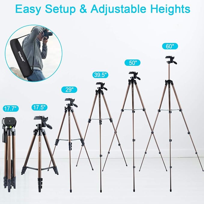 Endurax 60'' Tripod for Camera Canon Nikon DSLR, Camera Phone Tripod - Image 6
