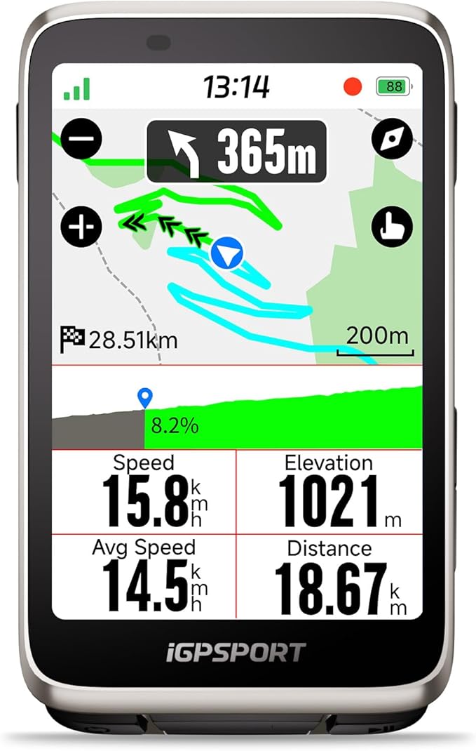 iGPSPORT BiNavi Bike Computer, 3.5‘’ Touch Screen Map Navigation Music Control by iGPSPORT