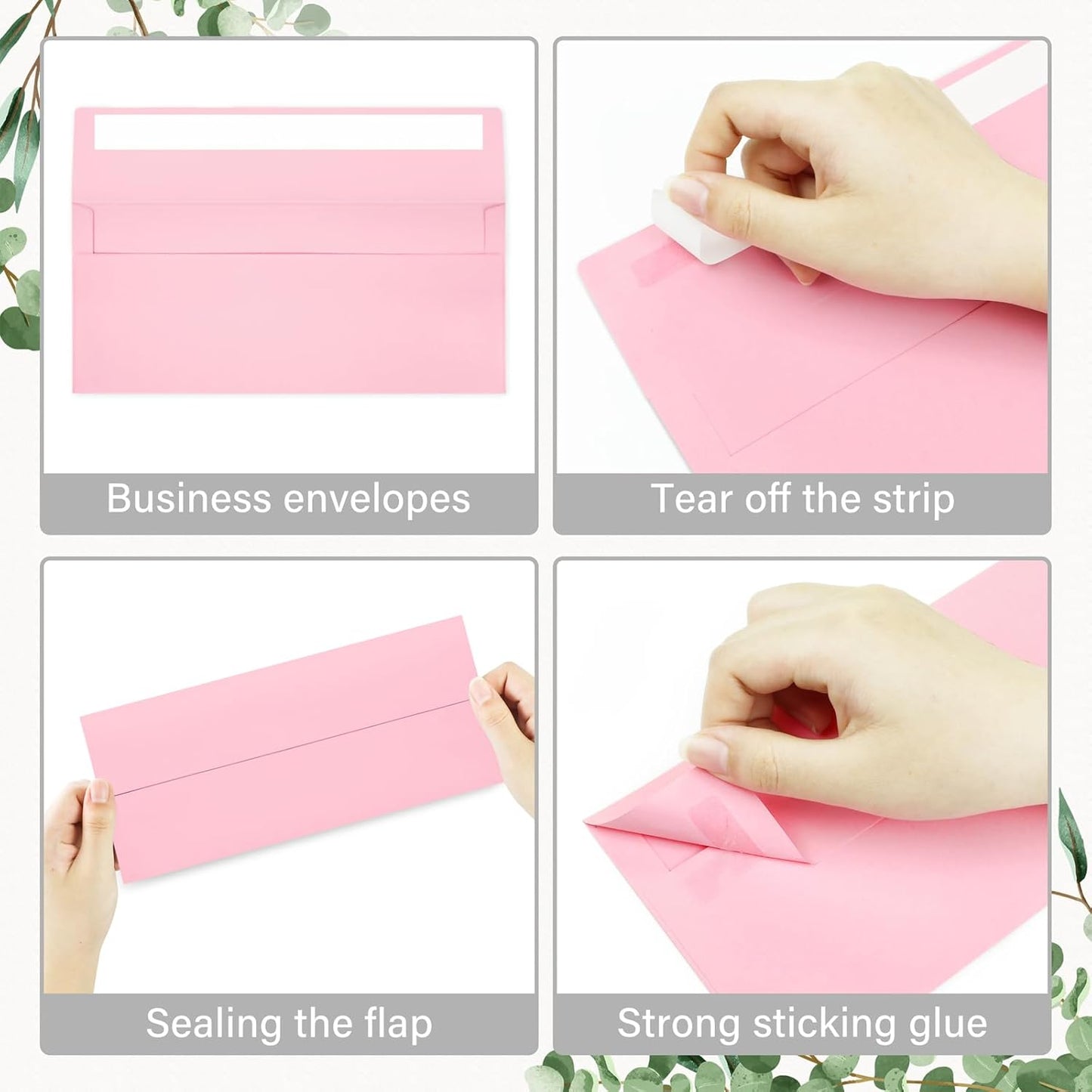 100 Pack #10 Colored Envelopes Letter Size, Colorful Business Envelopes Self Seal for Business, Invoices, Letter Mailing, Office Checks, 4 1/8 x 9 1/2 Inches