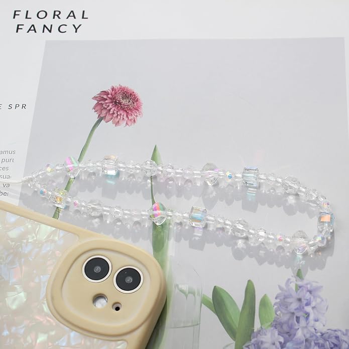 CMVFYL Beaded Camera Wrist Strap, Cute Phone Charms Strap, Pearl Bracelet Wrist - Image 4