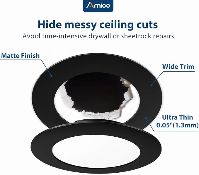 Amico 12 Pack Goof Rings for 6 Inch Recessed Lights, Can Light Trim Ring Cover - Image 3