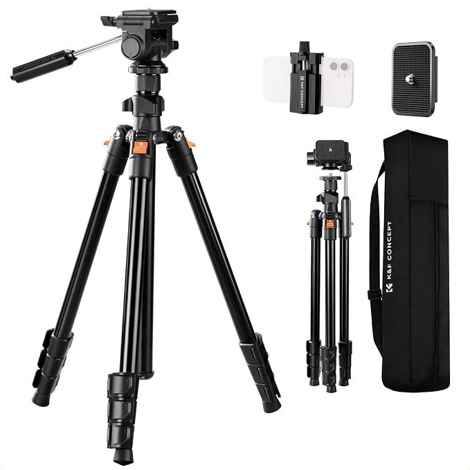 K&F CONCEPT Camera Tripod 76" for Travel, Video Tripod by KFCONCEPT