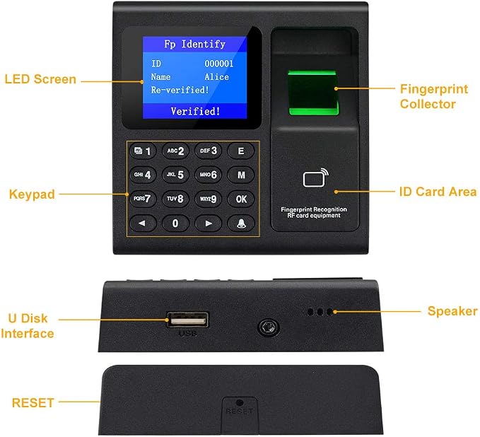 RFID Access Control System Kit: Fingerprint Time & Attendance Terminal - Image 6