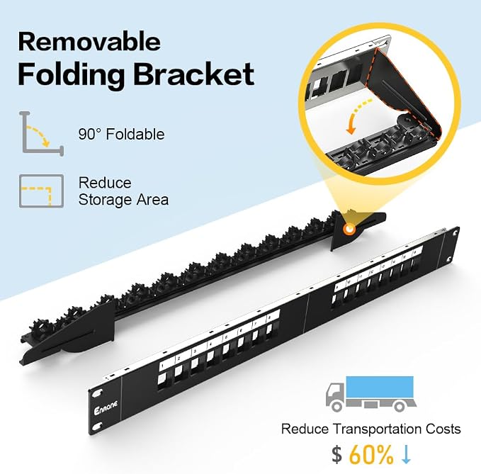 16 Port Patch Panel Blank Keystone Patch Panel 1U Network - Image 4