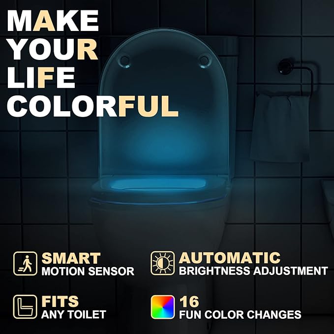 Toilet Light Motion Sensor 16 Colors Changing, LED Glow Bowl inside Toilet Light - Image 2