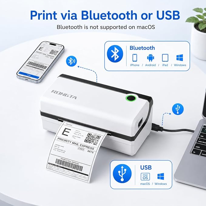 Rongta Bluetooth Thermal Shipping Label Printer, Wireless 4x6 Shipping Label - Image 2