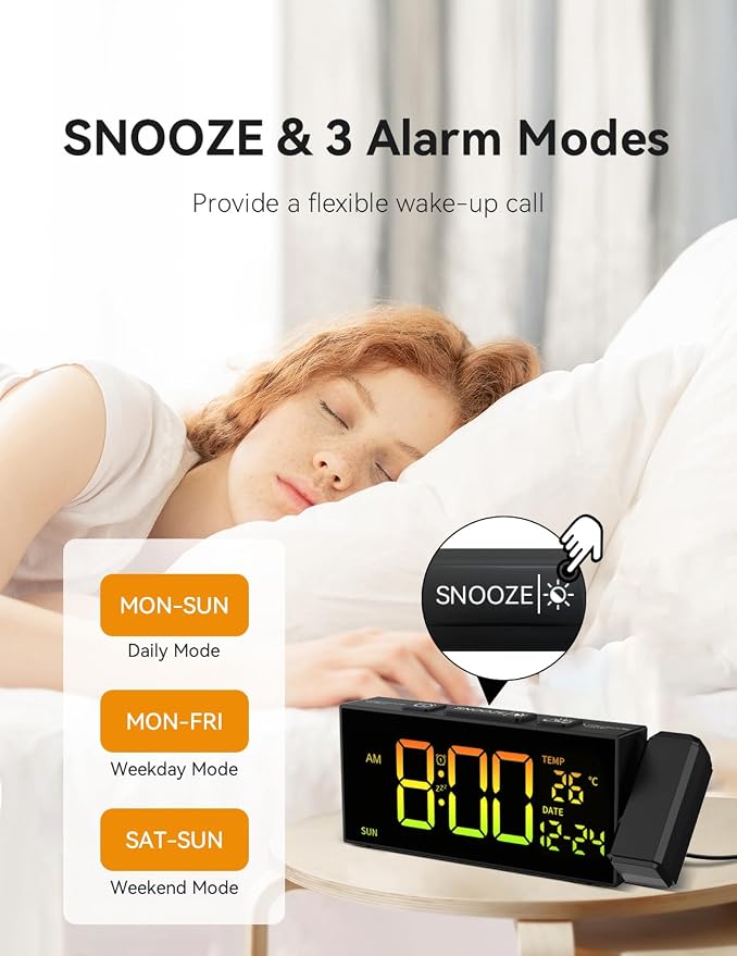 Netzu Projection Clock for Bedroom Ceiling, Alarm Clocks - Image 5
