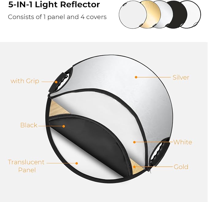 K&F CONCEPT 43''/110cm 5-in-1 Light Reflector - Image 2
