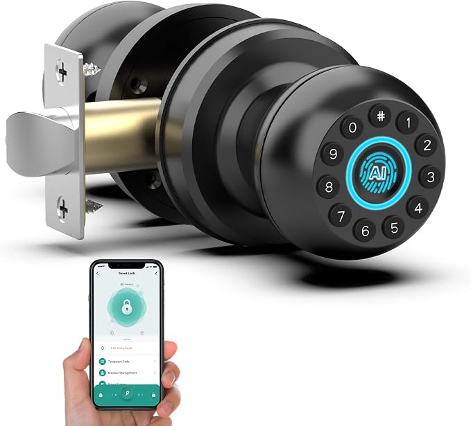 Anweller Smart Door Knob with Lock, Fingerprint Code Keypad Keyless Entry by AnwellerSmart