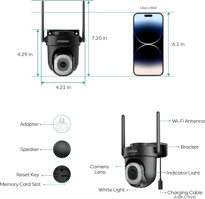 ZUMIMALL 2.5K Wired Cameras for Home Security, 2.4G/5G WiFi Outdoor Camera - Image 8