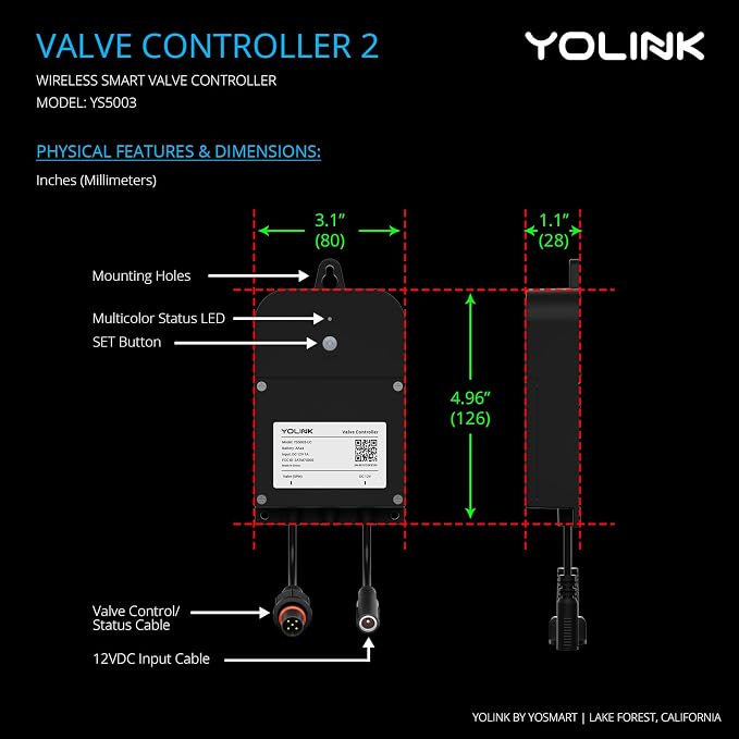 YoLink Valve Controller 2 Kit, 1/2" Brass Motorized Ball Valve, LoRa Long Range - Image 3