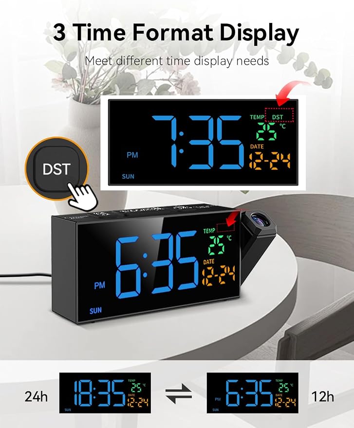 Netzu Projection Clock for Bedroom Ceiling, Digital Clocks - Image 6
