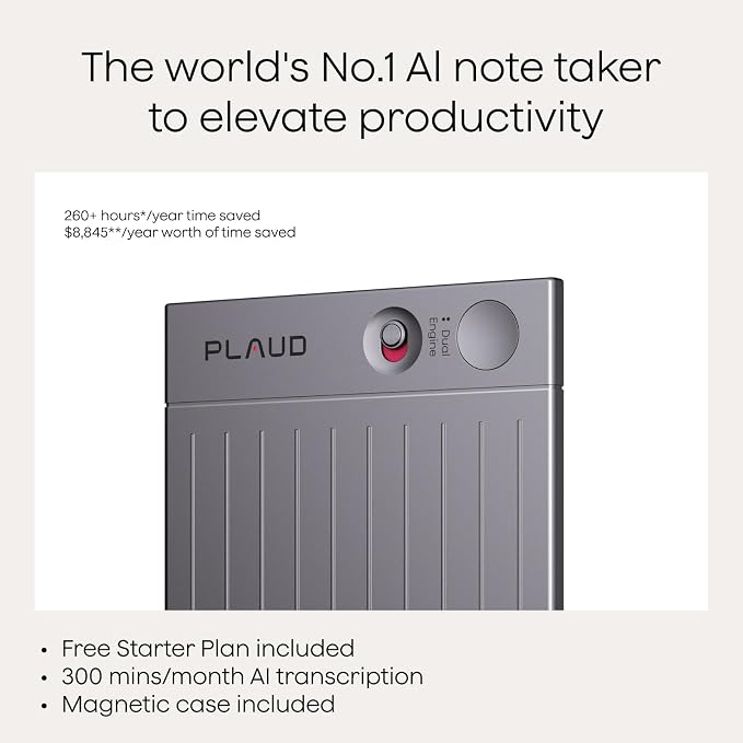 Plaud Note AI Voice Recorder, Note Taker w/Case, App Control, Transcribe & - Image 9