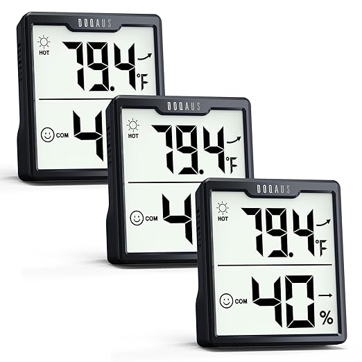 DOQAUS 3 Pieces Digital Hygrometer Indoor Thermometer Humidity Meter by DOQAUS