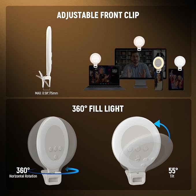 NEEWER Entry Level Version 3.8" Ring Light, 3W Clip on Phone Selfie Lighting - Image 7