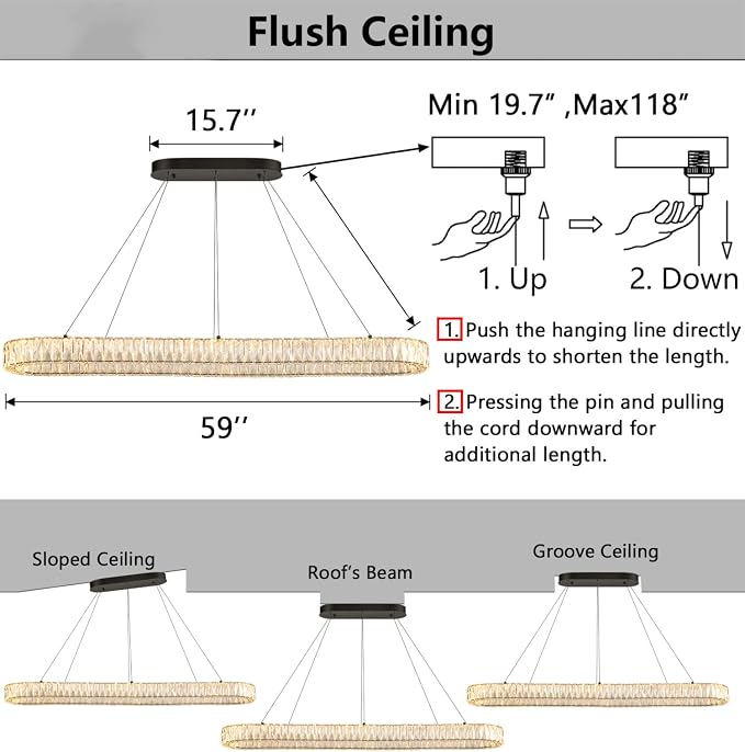 HAIXIANG Crystal 59 Inch Long Chandelier Modern Dimmable LED Chandeliers - Image 2