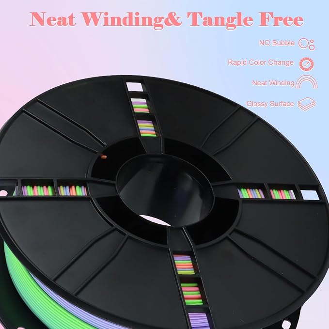 LOVOON Rainbow Gradient 3D Printing PLA Filament 1.75mm Color Shift by Length - Image 5
