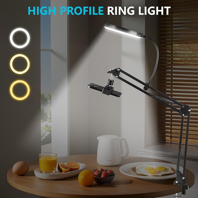 6" LED Ring Light for Desk, Overhead Camera Mount - Image 4