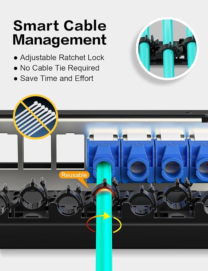 Patch Panel 12 Port Blank Keystone Patch Panel STP&UTP Compatible - Image 3