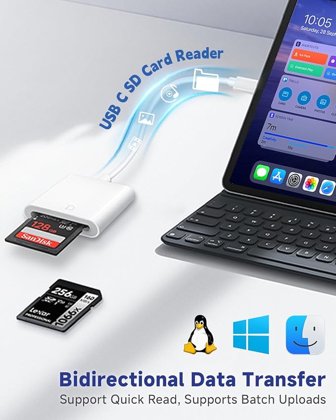 USB C SD Card Reader for iPhone 17/16/15, Durable TPE Type C Camera Adapter for - Image 3