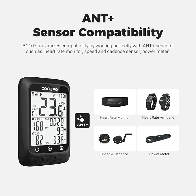 COOSPO Bike Computer GPS Wireless, ANT+ Cycling Computer GPS - Image 4