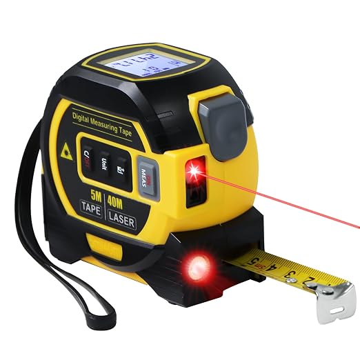 3 in 1 Digital Laser Tape Measure | Laser Level Crosshairs | 130ft/40m Laser by LWQWJING