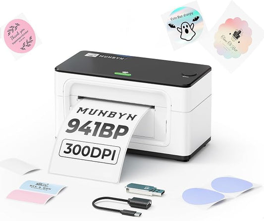 MUNBYN Bluetooth Thermal Label Printer 941BP, Wireless 300DPI 4x6 Shipping by MUNBYN