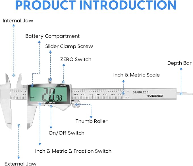 Digital Caliper, 6 Inch Caliper Tool - Image 7