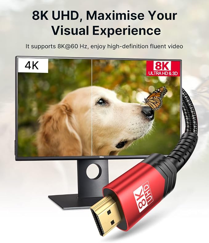 JSAUX 8K HDMI Cable 2.1 2 Pack 3ft, 48Gbps Ultra High Speed HDMI Cable Braided - Image 2