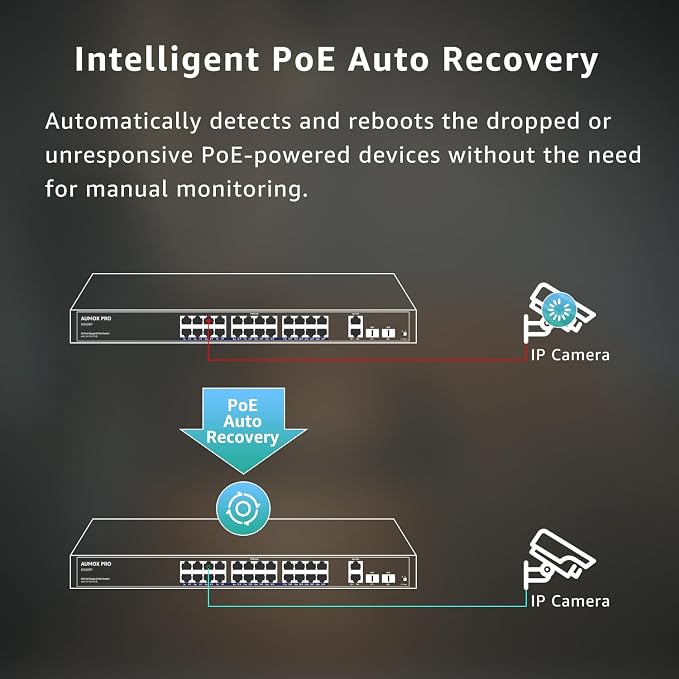 24 Port Gigabit PoE Switch, AUMOX PRO 28 Port PoE - Image 4