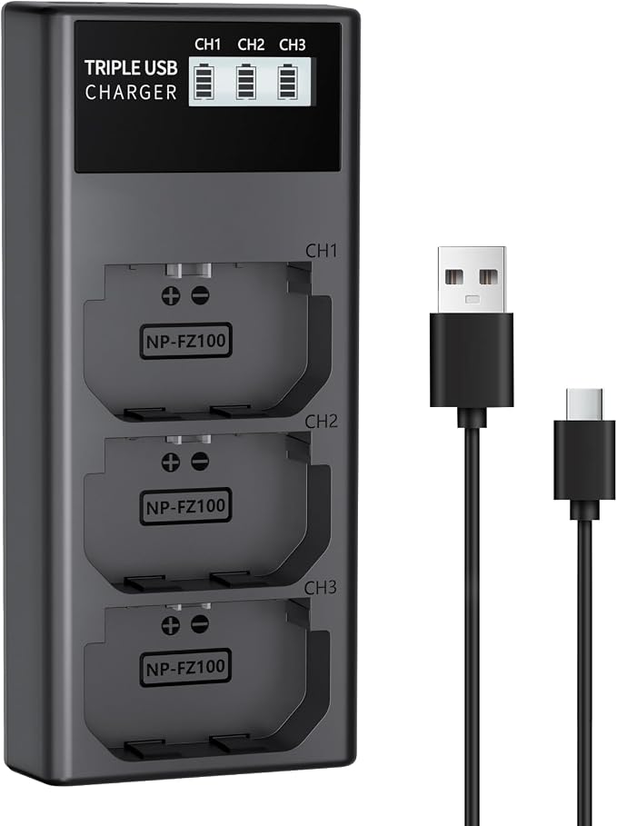 LP NP-FZ100 Battery Charger, 3-Slot USB Charger by LP