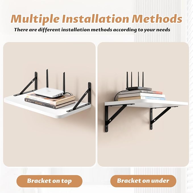 Floating Projector Shelf for Wall, Solid Wood AV Wall Mount Shelf for Router - Image 8