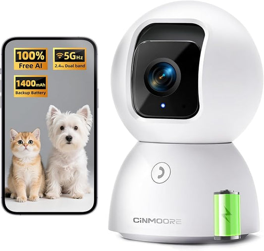 3K 5G Wi-Fi Security Camera Indoor, Backup Battery by Unknown
