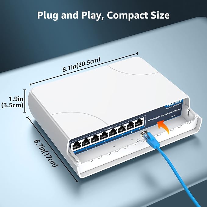 YuanLey 8-Port PoE Switch Gigabit- Waterproof Outdoor Ethernet Unmanaged - Image 6