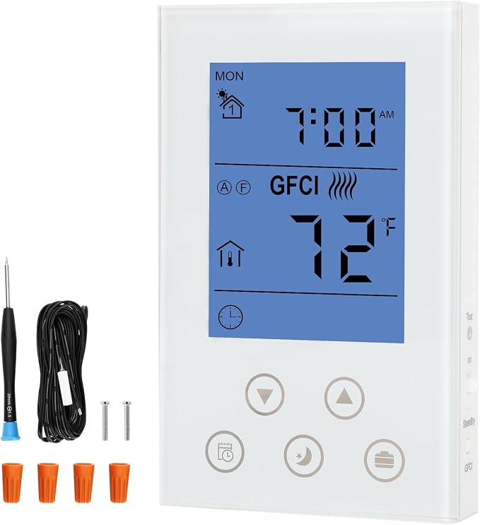 7-Day Programmable Thermostat for House Radiant Underfloor Heating, Home Floor by Unknown