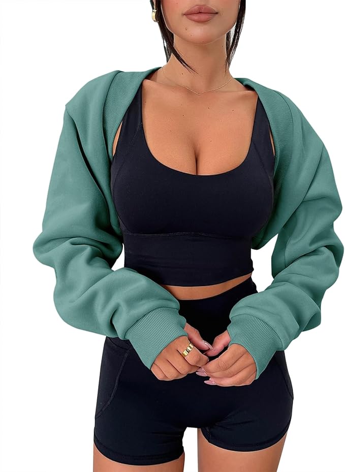 Zwurew Women's Bolero Shrug Long Sleeve Cropped Sweatshirt by Zwurew