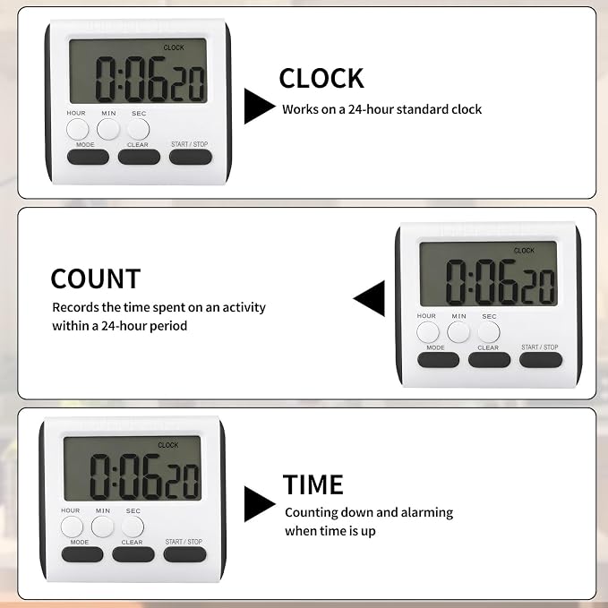Mudder 6 Pack Digital Kitchen Timer - Image 3