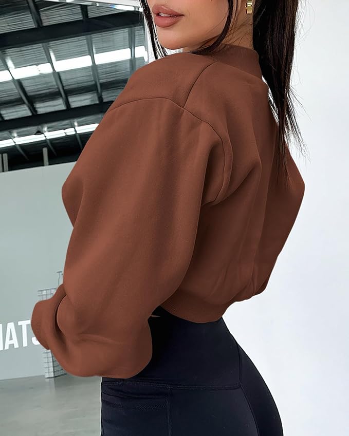 Zwurew Women's Bolero Shrug Long Sleeve Cropped Sweatshirt - Image 3