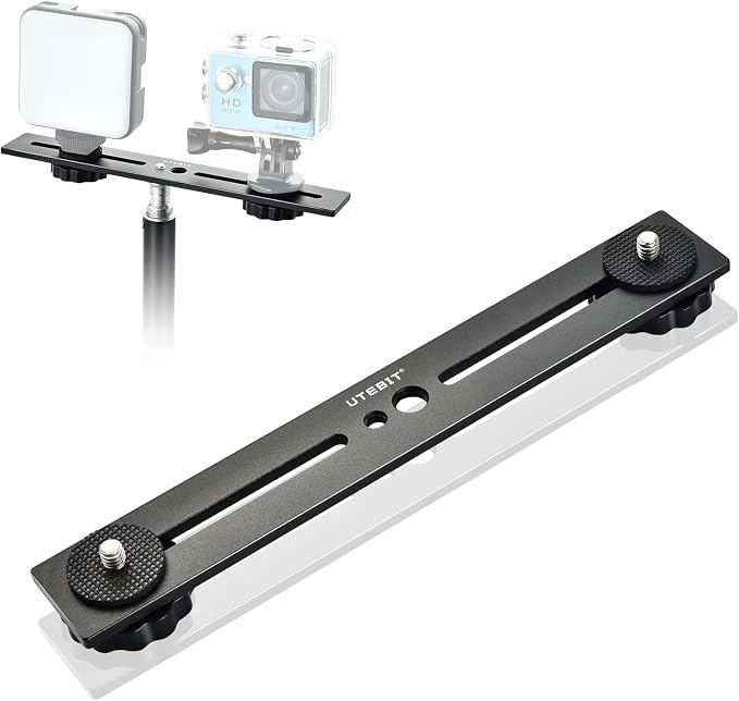 UTEBIT 8 inch Flash Bracket, Dual Camera Mount Flash Bracket Extension Bar by UTEBIT