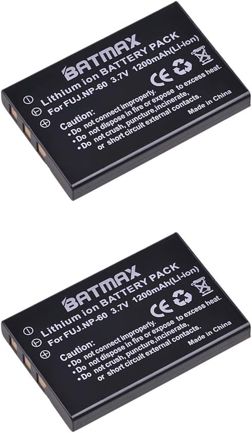 Batmax 2Pcs FNP-60 NP-60 Battery + LCD USB Charger - Image 2