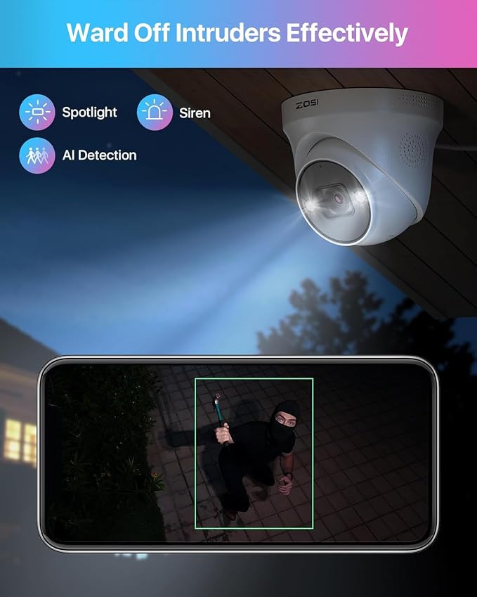 ZOSI 32CH 4K PoE Security Camera System, Color Night Vision, Person Vehicle - Image 4