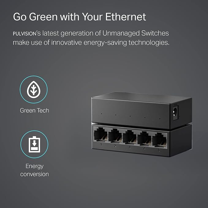 5 Port Fast Ethernet Switch 100Mbps USB 5V Powered Black Plastic Desktop - Image 9