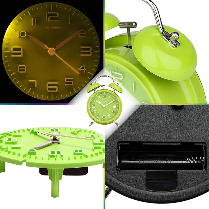 Peakeep 4 Inches Twin Bell Loud Alarm Clock - Image 4