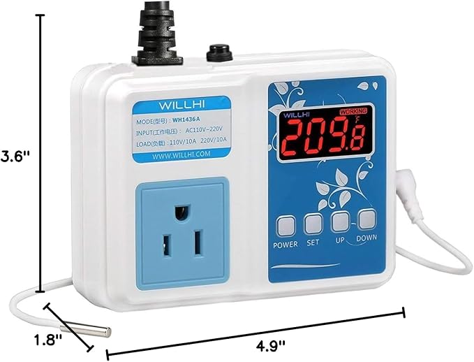 WH1436A 10A Temperature Controller 110V Digital Thermostat Switch Sous Vide - Image 10