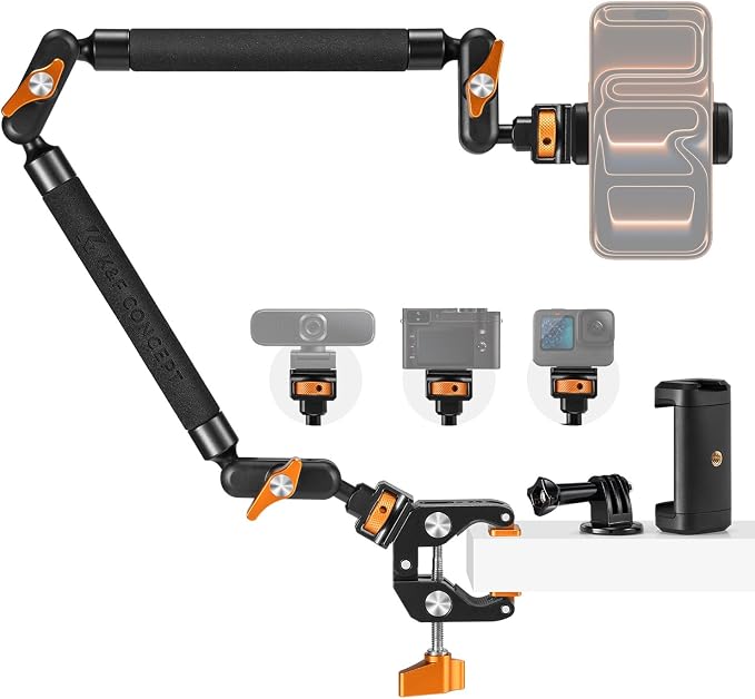 K&F CONCEPT 22" Magic Arm Clamp Kit, Overhead Desk Camera Mount, Long by KFCONCEPT