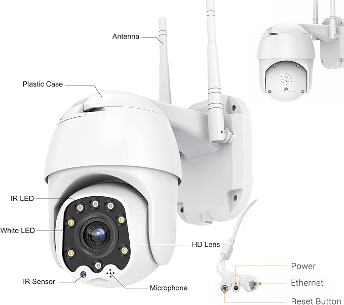 Outdoor PTZ WiFi IP Security Camera 1080P Home Surveillance Camera Pan/Tilt - Image 3