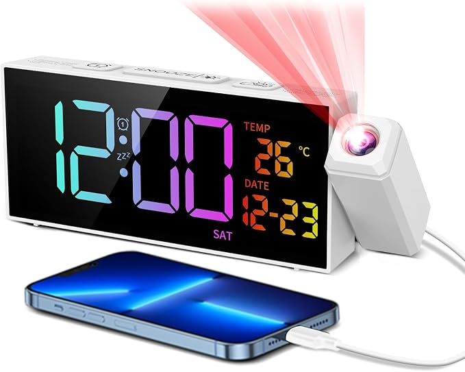 Netzu Projection Clock for Bedroom Ceiling, Alarm Clocks by Netzu