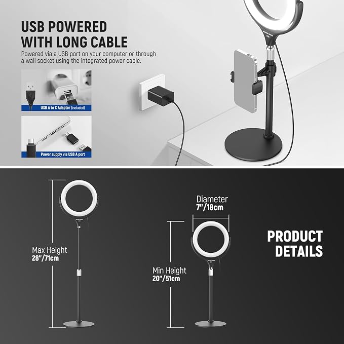 NEEWER Basics 7" Desk Ring Light - Image 4
