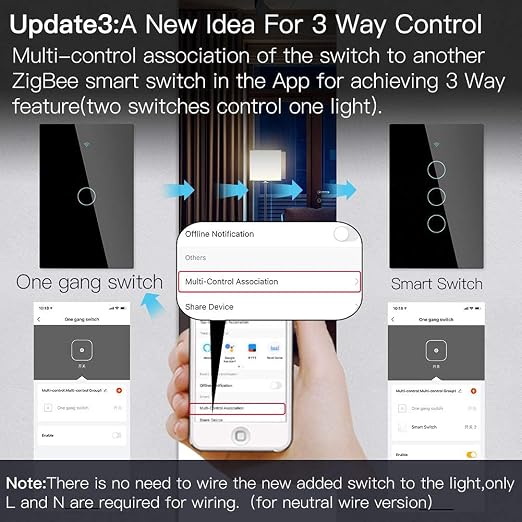 MOES ZigBee Smart Touch Wall Light Switch, Requires Tuya ZigBee Hub, No Neutral - Image 4
